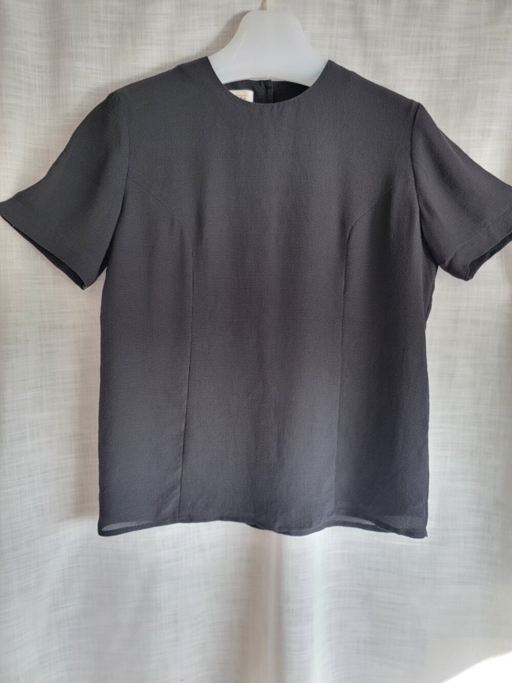 Vintage Talbots Petites Black Silk Blouse Size 2 Textured Sheer Quiet Luxury